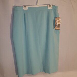 NWT TanJay Ladies Size 14 Petite Aqua Fully Lined Straight Fit Skirt